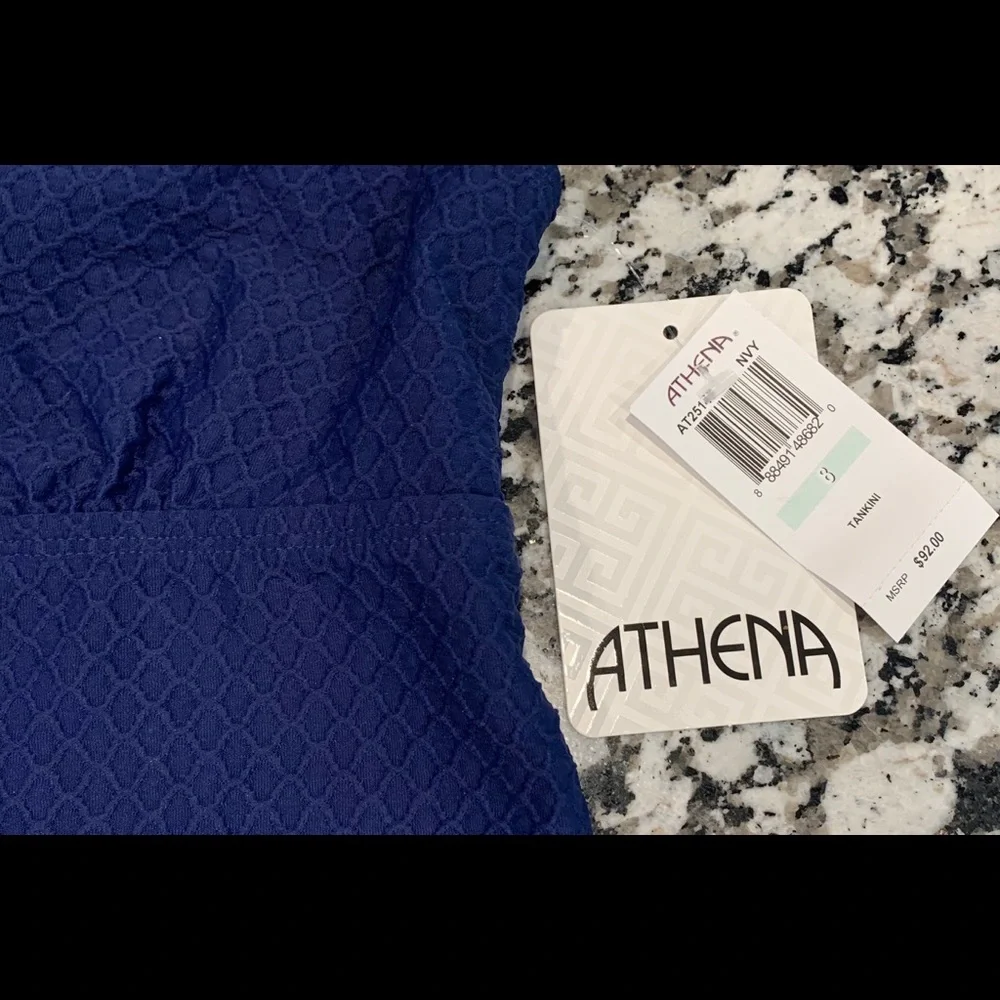 NWT Athena‎ Textured Tankini Size 8 Navy